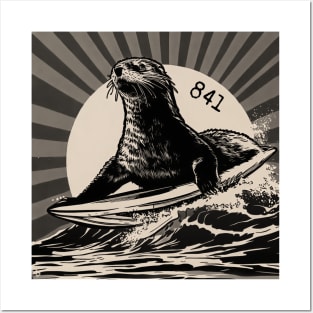 OTTER 841 Surfing Otter Santa Cruz Posters and Art